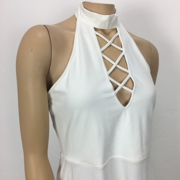 Express White Halter Style Dress Size Medium - Picture 5 of 8
